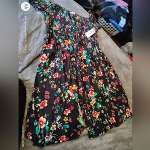 Indigo Black Dress with Floral Accents
